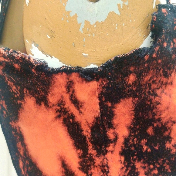 Tripp NYC Daang Goodman Tie-Dye Corset Top Black Orange Punk Goth Y2K Small - Picture 4 of 11